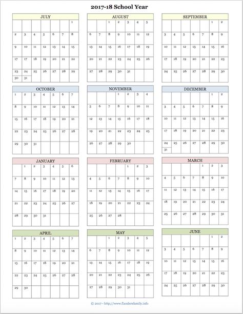 Free printable academic calendar for 2017-2018 school year Organisation, 23-24 School Year Calendar, School Year Calendar 2024-2025, Free Printable School Year Calendar 2024-2025, Homeschool Calendar, Free Printable Calendars, Printable School, Planning Calendar, Printable Calendars