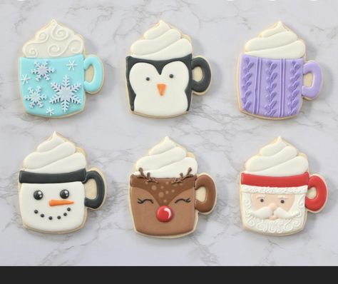 Coffee Mug Royal Icing Cookies, Christmas Coffee Mug Cookies Decorated, Hot Cocoa Mug Cookies Decorated, Coffee Mug Cookie, Christmas Theme Cookies Decorated, Coffee Cup Royal Icing Cookies, Christmas Mug Sugar Cookies, Christmas Mug Cookies Decorated, Coffee Mug Cookies Decorated