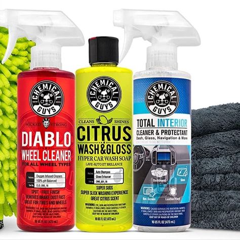 Chemical Guys Clean & Shine Starter Kit is the perfect combination of products for any enthusiast who needs only the best products in one convenient kit. Bring the shine back to your car with every wash! Citrus Cleaner, Car Wash Soap, Chemical Guys, Microfiber Towel, Citrus Scent, Wheels And Tires, Car Cleaning, Car Care, Cleaning Solutions