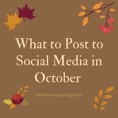 October Business Posts, October Post Ideas, Thanksgiving Post, Social Media Post Ideas, Halloween Social, Fall Business, Social Media Content Planner, Learn Marketing, Popular Hashtags