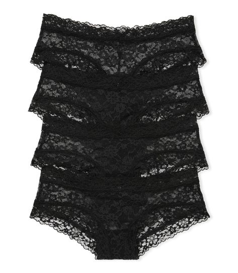 PRICES MAY VARY. This cheeky underwear pack is great for everyday wear and all day comfort. Unlike other lace underwear, these panties are made of stretch lace that lies flat to minimize panty lines. Cheekster design offers less back coverage. Underneath it all, this go-to low rise underwear style pairs perfectly with your low rise bottoms. Our Victoria's Secret panty collection comes in a variety of prints and colors to find a style that you love. Victoria's Secret is a renowned lingerie and fa Bra Panty Sets, Victoria Secret Under Set, Black Lace Undershirt, Panties Design, 90s Wardrobe, Lace Undershirt, Low Rise Bottoms, Basic Accessories, Volleyball Photography