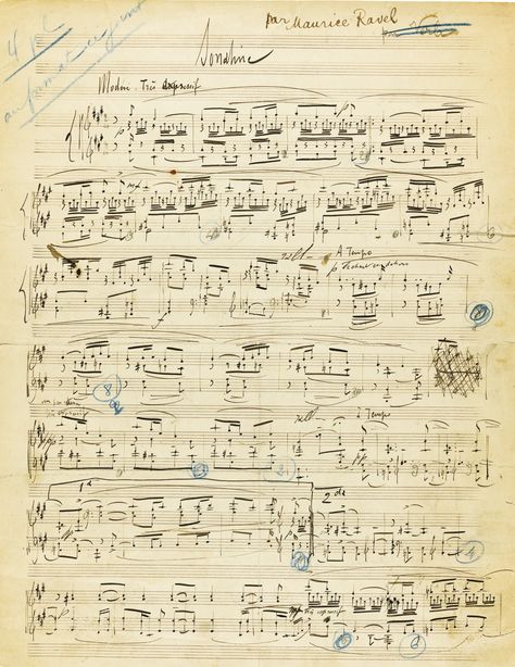 Ravel, Maurice | lot | Sotheby's  FINE AUTOGRAPH MANUSCRIPT OF THE FIRST MOVEMENT OF THE "SONATINE", ORIGINALLY COMPOSED AS A SELF-CONTAINED PIECE Estimate  80,000 — 100,000  GBP Music Manuscript, Music Paper, Music Score, Music History, Music Photography, Classical Music, Collage Art, Photo Book, Art Ideas