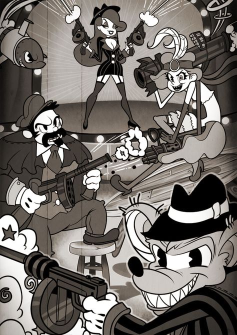 the bot lane riot, Oscar Vega on ArtStation at https://www.artstation.com/artwork/yAE9O 20s Cartoons Style, 40s Cartoon Style, Rubber Hose Cartoon Style, 1920s Cartoon Style, 1920 Cartoon, 1930 Cartoon Style, 20s Cartoon, 50s Cartoon Style, 1940s Cartoons