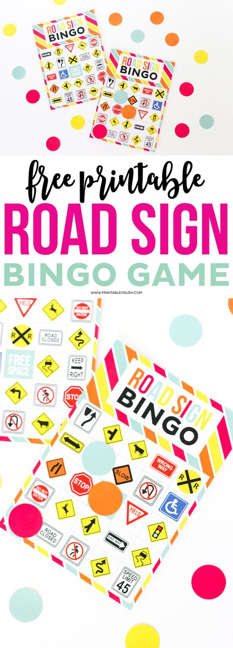 Keep the kids busy in the car with this FREE Printable Road Sign Bingo Game. This goes perfectly with the Ultimate Road Trip Printable Set!! Road Signs Printable, Free Road Trip Printables, Road Trip Entertainment, Printable Road Trip Games, Family Car Trip, Road Trip Printables, Road Trip Bingo, Playful Parenting, Printable Road