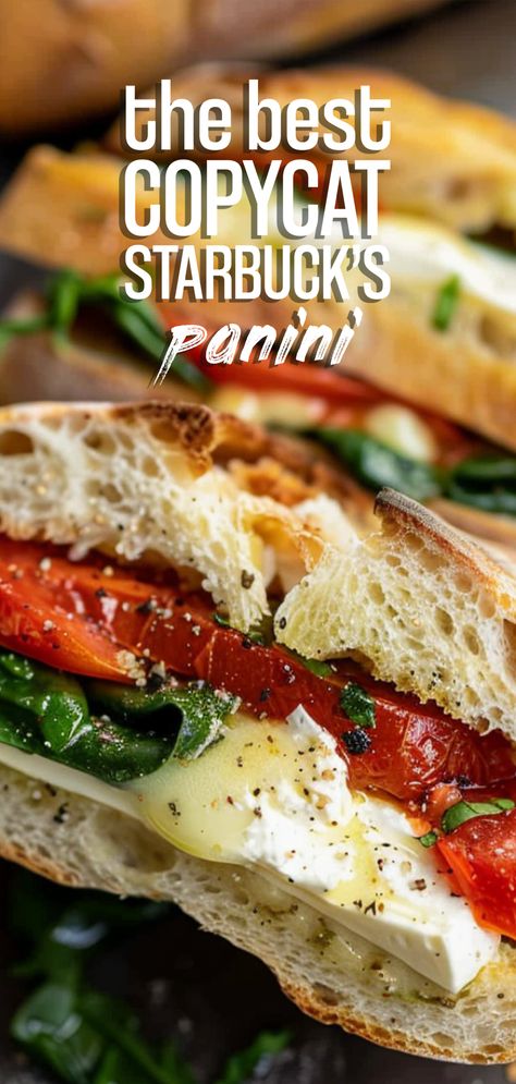 Copycat Starbucks Tomato Mozzarella Panini [40 Minutes] – Chasety Starbucks Mozzarella Panini, Tomato Mozzarella Pesto Panini, Tomato And Mozzarella On Focaccia, Copycat Starbucks Tomato Mozzarella, Starbucks Tomato Mozzarella Focaccia, Starbucks Tomato Mozzarella Panini, Panini Recipes Easy, Panini Recipes Vegetarian, Starbucks Panini