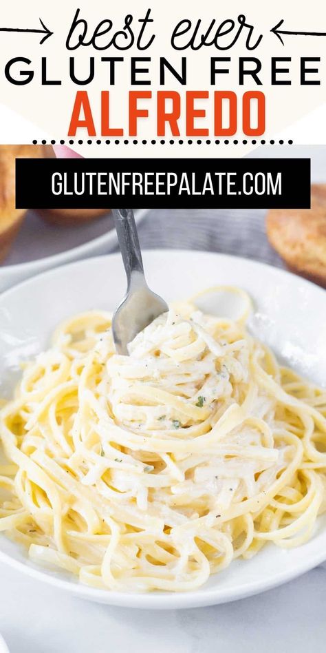 You'll be amazed at how easy it is to make a deliciously rich, homemade, gluten free alfredo sauce from scratch with fresh Parmesan cheese and rich cream and butter. Gluten Free Alfredo Recipes, Gluten Free Alfredo Pasta, Gluten Free Alfredo Sauce Easy, Pasta Dishes Gluten Free, Gf Alfredo Sauce Recipe, Homemade Gluten Free Alfredo Sauce, Gluten And Dairy Free Alfredo Sauce, Gluten Free Cream Sauce, Gluten Free White Sauce Pasta