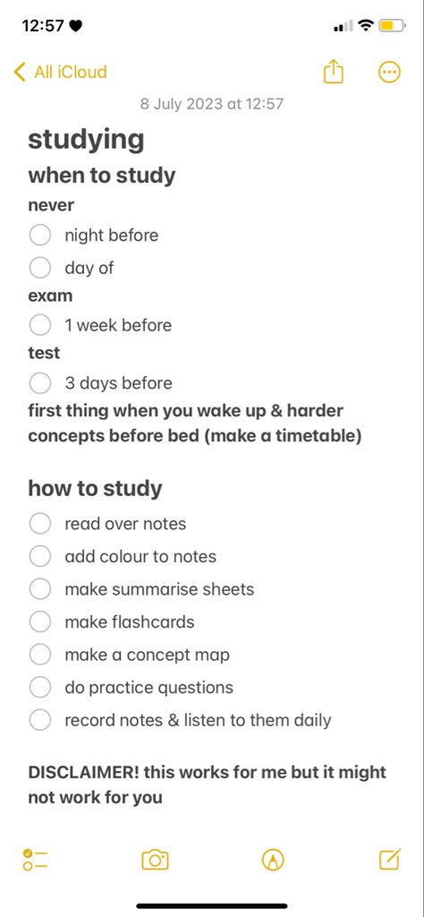 a notes page describing tips on how to study Organisation, Snack For Studying, When To Study, How To Lock In For School, Things To Do A Week Before School, How To Remember What You Study Tips, How To Study For Sat, Social Studies Study Tips, How To Force Yourself To Study