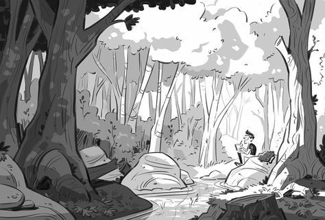 AlcornStudios Storyboard Layout, Landscape Markers, Art Experiments, Background Sketch, Animation Artist, صفحات التلوين, Background Drawing, Perspective Art, Book Drawing