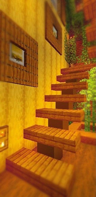 Minecraft Houses Stairs, How To Make Stairs In Minecraft, Cute Stairs Minecraft, Minecraft Under Stairs Ideas, Minecraft Houses Outside, Minecraft Building Ideas Stairs, Minecraft Building Ideas Decoration, Minecraft Cottage House Ideas, Minecraft Loft Ideas