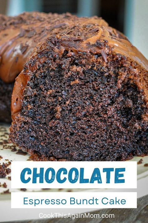 Chocolate Cake Espresso, Chocolate Espresso Bundt Cake, Espresso Coffee Cake Recipes, Chocolate Coffee Bundt Cake, Chocolate Cake With Instant Coffee, Bundt Coffee Cake Recipes From Mix Boxes, Chocolate Box Cake Mix Hacks Coffee, Box Cake Bundt Cake, Bundt Cakes Using Boxed Cake Mixes