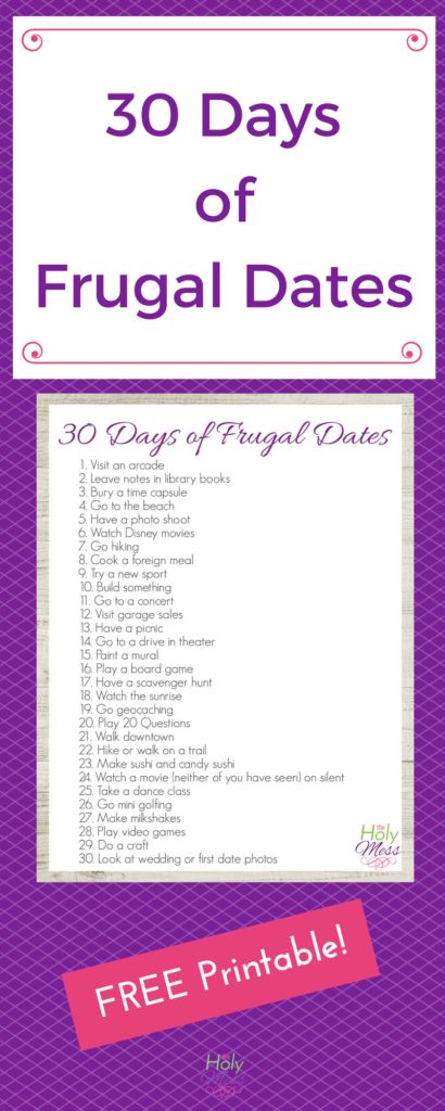 30 Days of Frugal Dates|Marriage|Boyfriend|Date Night Ideas|Save Money Craft Ideas For Boyfriend, Boyfriend Date Night, Date Night Planner, Gifts For Boyfriend Ideas, Boyfriend Date, Marriage Encouragement, Date Gifts, Planner Free Printable, Frugal Wedding