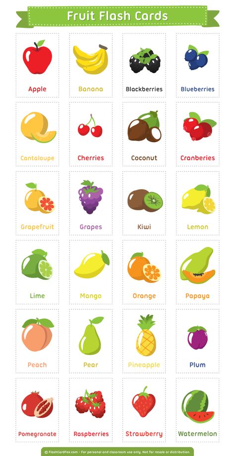 Free printable fruit flash cards. Download them in PDF format at http://flashcardfox.com/download/fruit-flash-cards/ Fruit Flash Cards, Buku Diy, Fruit Names, English Activities For Kids, Learning English For Kids, Flashcards For Kids, Kids English, Printable Flash Cards, English Language Teaching