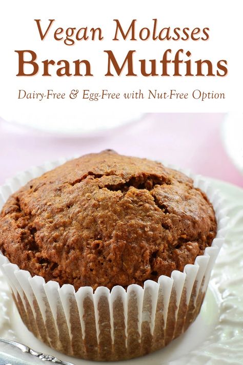 Vegan Bran Muffin Recipe, Vegan Muffins Healthy, Vegan Bran Muffins, Molasses Muffins, Bran Muffin Recipes, Healthy Breakfast Muffins, Vegan Muffins, Bran Muffins, Sweet Muffin