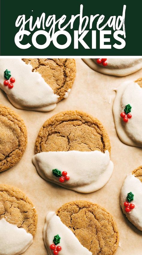 Soft Gingerbread Cookies with Maple Glaze! Let's make Soft Gingerbread Cookies this holiday season! Soft, pillowy gingerbread with sunken centers and slightly crisped edges, plus little nooks and crannies packed with ginger spice and molasses. These are SO GOOD! #gingerbreadcookies #gingerbread #christmascookie Maple Glaze Recipe, Molasses Recipes, Soft Gingerbread, Homemade Oreos, Cookie Bowls, Maple Cookies, How To Make Gingerbread, Holiday Platters, Soft Gingerbread Cookies