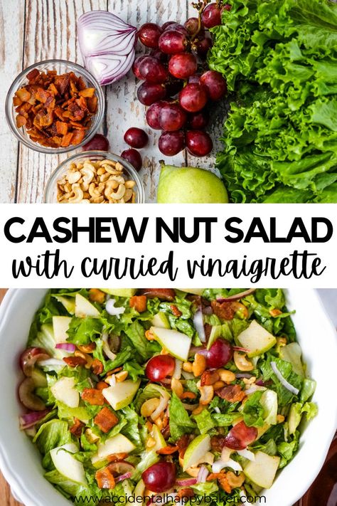 Salad With Nuts Recipes, Cashew Salad Recipes, Cashew Nut Salad, Roast Chicken Crock Pot, Salad With Nuts, Green Pea Salad, Cashew Salad, Nut Salad, Vegetable Slow Cooker