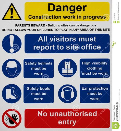 Construction Site Safety, Office Safety, Site Office, Sign Illustration, Safety Signs, Safety Posters, Safety Helmet, Warning Sign, Construction Work