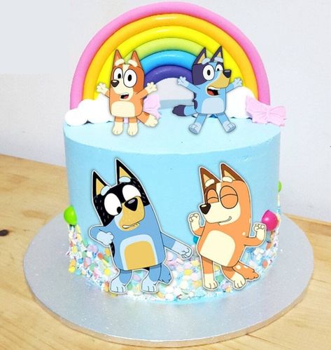 Pastel De Bluey, Rainbow Friends Birthday, Bingo Cake, Fiesta Bluey, Friends Birthday Cake, Bluey Y Bingo, Dance Cakes, Bluey Birthday Party, Bluey Party