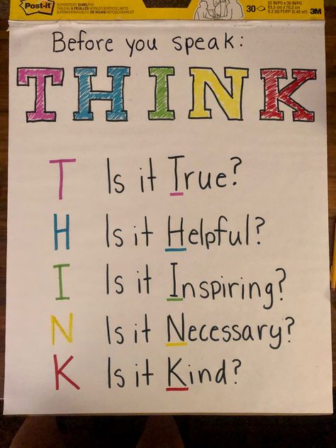 My students need constant reminders to be kind to one another. This anchor chart is easy to point to and reflect on. Social Emotional Learning Anchor Charts, Social Emotional Anchor Charts, Sel Anchor Charts, Kindness Anchor Chart, Respect Anchor Chart, Speak Poster, Anger Worksheets, Be Kind To One Another, Nursing Leadership