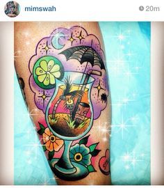 Tropical fruity umbrella tiki drink tattoo | tattoo inspirations ... Tattoo Ideas Beach, Drink Tattoo, Tiki Drink, Tropical Tattoo, Tiki Tattoo, Beach Words, Wanderlust Tattoo, Pineapple Tattoo, Kawaii Tattoo