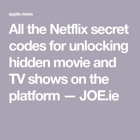 All the Netflix secret codes for unlocking hidden movie and TV shows on the platform — JOE.ie Netflix Secret Codes, Netflix Hacks, Netflix Codes, Hidden Movie, Hidden Tv, Foreign Movies, Teen Tv, Martial Arts Movies, Shows And Movies