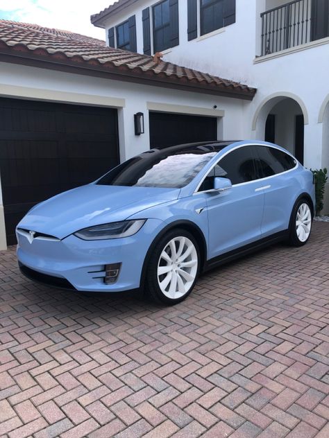 Tesla Model S Blue, Tesla Custom Paint, Blue Tesla Aesthetic, Aesthetic Car Colors, Light Blue Car Aesthetic, Tesla Model 3 Blue, Tesla Model Y Blue, Tesla Model X Wrap, Tesla Wraps Model Y