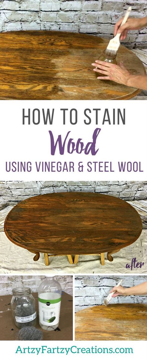 How to Stain Wood using Vinegar - Wood Stain Furniture by Cheryl Phan | Furniture Painting Tips | Furniture Makeover Vinegar Stain Wood, Wood Stain Furniture, How To Stain Wood, Stain Furniture, Wood Vinegar, Stenciled Furniture, Restoring Furniture, Vintage Furniture Antique, Restored Furniture