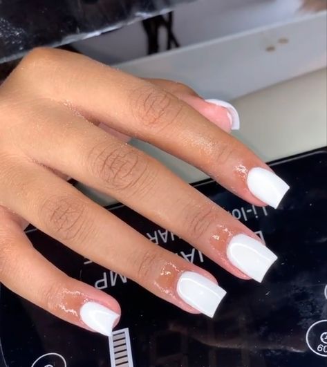 Acrylic White Short Nails, Short White Nail Ideas Acrylic, Super Short White Acrylic Nails, Short White Arclyc Nail, White Acrylic Nails Ideas Short, Plain Short Acrylic Nails Square, Nut White Nails Short, Really Short White Acrylic Nails, Short White Acrylic Nails Coffin