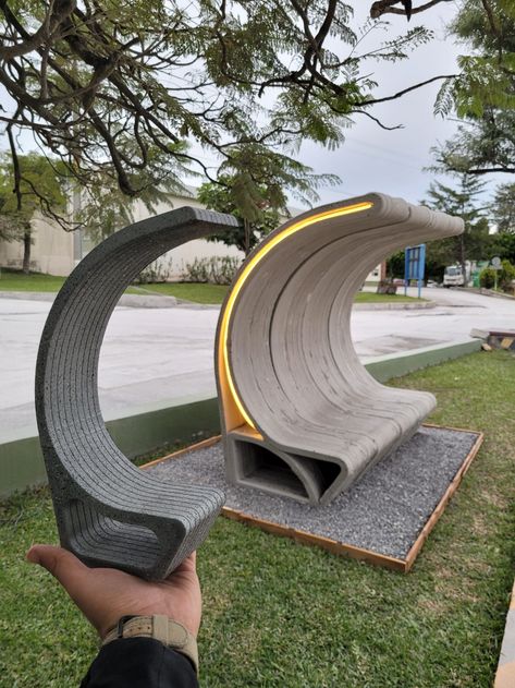 3d Printing Construction, 3d Printed Projects, Urban Design Furniture, Clay Printing, Cement Bench, Landscape Furniture, 3d Printed Building, 3d Printer Art, 3d Printed Furniture