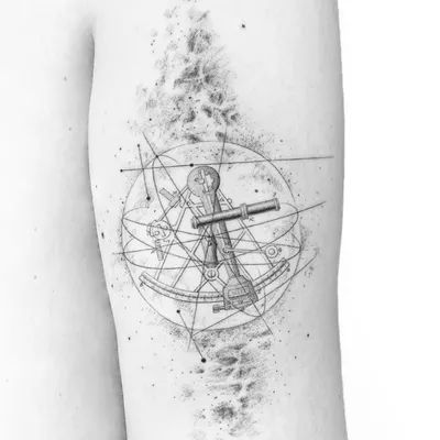 Top 250 Best Constellation Tattoos (2018) • Tattoodo Sextant Tattoo, Uv Ink Tattoos, Small Star Tattoos, Tattoo Linework, Solar System Tattoo, Celestial Tattoo, Universe Tattoo, Single Needle Tattoo, Planet Tattoos