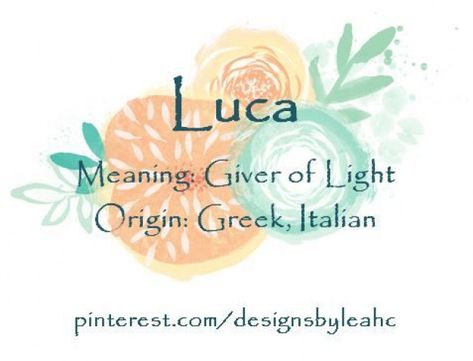 Baby Boy Name: Luca. Meaning: Giver of Light. Origin: Greek Italian. #babynames #hippie #baby #names Child Names, Meaningful Baby Names, Baby Boy Name, Hebrew Names, Child Boy, Fantasy Names, Boy Name, Name Suggestions