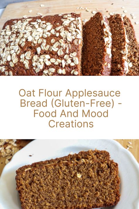 Unleash your inner baker with this delightful gluten-free Oat Flour Applesauce Bread recipe! Satisfy your sweet tooth without feeling guilty about it, and enjoy a delicious treat that everyone can enjoy! 😋 Oat Flour Applesauce Bread, Oat Flour Apple Bread, Vegan Oat Flour Recipes, Oat Flour Bread, Applesauce Bread Recipe, Food And Mood, Spiced Applesauce, Applesauce Bread, Oat Flour Recipes