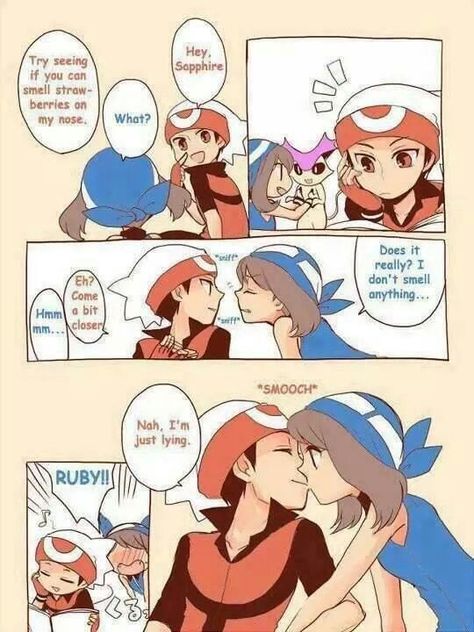 ... Pokémon Ruby And Sapphire, Sapphire Pokemon, Solgaleo Pokemon, Gijinka Pokemon, Pokémon Ruby, Pokemon Couples, Pokemon Adventures Manga, Pokemon Mew, Pokemon Manga