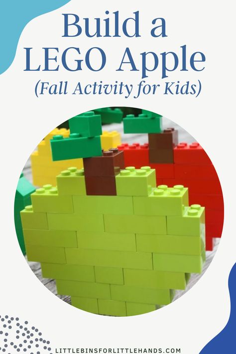 Back to school building idea! LEGO building activities you can do with pretty basic bricks are the best. These LEGO apples are quick and easy to build and offer simple lessons in math and engineering. Perfect fall activity, LEGO apples are sure to be a hit with your LEGO loving kids. Big kids too! My husband was happy to help. What’s your favorite color apple? Turn it into LEGO apples! Try fun LEGO activities all year round. Fall Lego Challenges For Kids, Fall Lego Ideas, Lego Classroom, Fall Stem Activities, School Age Activities, Lego Challenge, Lego Club, Fall Activity, Fall Stem