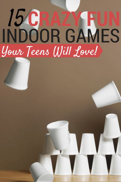 These indoor games for teens are perfect for entertaining a group of teenagers! Better yet, you probably have most of the materials on hand already. Indoor Party Games, Teen Party Games, Youth Games, Youth Group Games, Minute To Win It Games, Sleepover Games, Activities For Teens, Fun Party Games, Teen Party