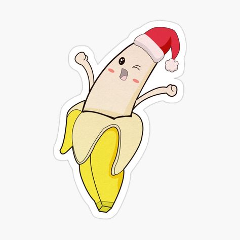 Banana Sketch, Banana Christmas, Christmas Banana, Kawaii Banana, Christmas Stickers, Bananas, Wake Up, My Art, Awesome Products