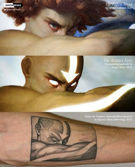 Aang Tattoo, Fallen Angel By Alexandre Cabanel, Alexandre Cabanel, Atla Tattoo, Avatar Tattoo, Avatar Legend Of Aang, The Fallen Angel, 3 Tattoo, Avatar The Last Airbender Art