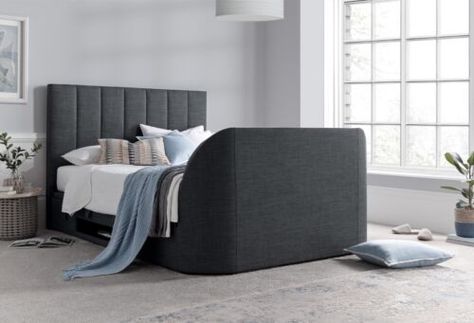 bedsnfurniture.com - Looking for similar products - Visit our website. Find many great new & used options and get the best deals for Medway Slate Grey Fabric King Size Ottoman TV Bed Frame By Kaydian Design at the best online prices at eBay! Free delivery for many products! Tv Storage, Tv Bed Frame, Pillow Case Mattress, Platform Mattress, Tv Bed, King Furniture, Floating Floor, Cushion Headboard, Tv Beds