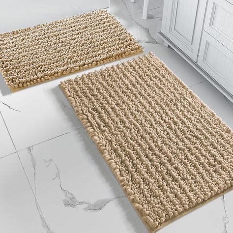 2 Piece Set Beige Soft Cozy Plush Chenille Bath Mat Bathroom Rug - Bed Bath & Beyond - 40770977 Floor Tub, Chenille Bath Mat, Shower Spa, Bathroom Mat Sets, Toilet Rug, Bathroom Rugs And Mats, Tub And Shower, Chenille Rug, Bathroom Rug Sets