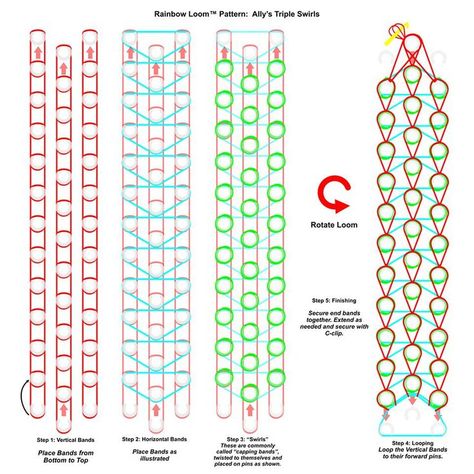 Loom Bracelet Patterns Rubber Band Step By Step, Rubber Band Loom Patterns, Loom Band Tutorials, Rainbow Loom Patterns Step By Step, Rainbow Loom Tutorials Step By Step, Loom Bands Instructions, Loom Band Patterns Instructions, Loom Animals, Loom Bands Tutorial