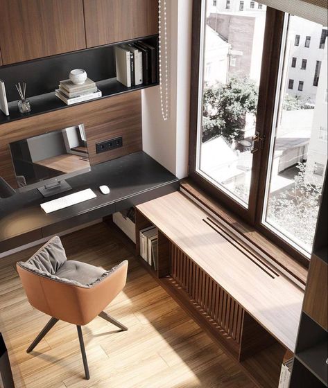 Home Office For Women, Classy Home Office, Modern Home Office For Women, Office Desks For Home, Office For Women, Modern Study Rooms, Women Home Office, Window Desk, Design Ložnic