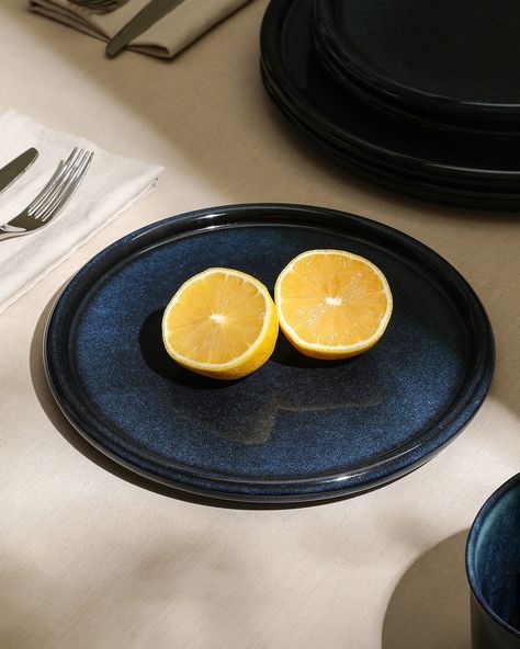 A little slice of table heaven. 🍋 ⁠ ⁠ Ready to bring it home? Link in bio. ⁠ Blue Salad, Casual Dinnerware, The Eden, Salad Plate, Tableware Set, Rustic Chic, Classic Beauty, Dinnerware Set, Salad Plates