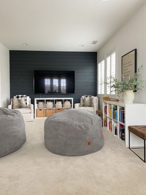 Playroom And Lounge Room, Media Room And Playroom, Teenage Hangout Room Ideas Basements, Bonus Room Remodel, Media And Playroom Ideas, Kid Family Room, Bonus Room Upstairs Ideas, Small Loft Ideas Upstairs Kids, Modern Basement Playroom