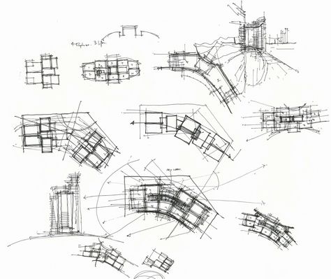 Concept sketches - Paul Davis + Partners Theatre Architecture, Croquis, Social Housing Architecture, Paul Davis, Theater Architecture, Architecture Design Process, Conceptual Sketches, Concept Sketches, Architecture Portfolio Design