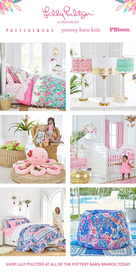 Pottery Barn Lilly Pulitzer Bedroom, Lilly Pulitzer Bedroom Decor, Lilly Pulitzer Pottery Barn, Lilly Pulitzer Wallpaper For Walls, Lilly Pulitzer Crafts, Lilly Pulitzer Inspired Bedroom, Lilly Pulitzer Bedroom Ideas, Lilly Pulitzer Nursery Ideas, Lilly Pulitzer Decor