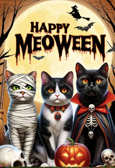 Cute Happy Halloween Pictures, Cellphone Clipart, Happy Halloween Images, Happy Halloween Wallpaper, Cats Draw, Vintage Halloween Cat, Happy Halloween Cards, Spooky Halloween Pictures, Cats Cartoon