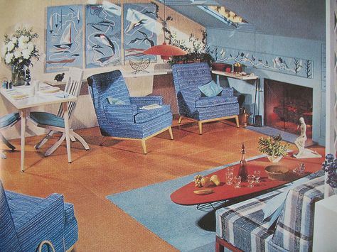 1950s Attic Apartment by Library Fashionista, via Flickr 1950s Interior Design, Retro Apartment Decor, Retro Decorating, 50s Interior, 1950s Interior, Retro Rooms, Retro Apartment, 1960s Kitchen, Midcentury Interior