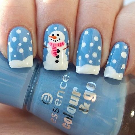 Snow Day! Nail Art Noel, Snowman Nails, Fingernail Designs, Holiday Nail Designs, Cute Christmas Nails, Christmas Nail Art Designs, Holiday Nail Art, Snowflake Nails, Nails Polish