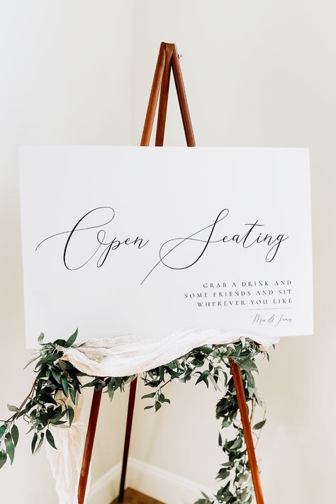 Display this elegant Open Seating Sign for your guests when you welcome them at your wedding, baby shower or bridal shower. Sit Wherever Wedding Sign, Please Seat Yourself Wedding Sign, Open Seating Wedding Sign, Open Seating Sign, Open Seating Wedding, Renewal Vows, Dream Elopement, Wedding Renewal, Wedding Renewal Vows