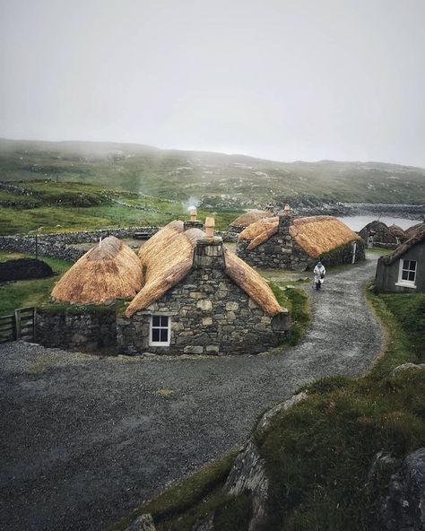 Castles of Scotland on Instagram: “The blackhouse village of Gearrannan is a quaint cluster of traditional stone crofts on the Isle of Lewis; a reminder of Hebridean heritage…” Best Of Scotland, Isle Of Lewis, Isle Of Harris, Scotland Highlands, Outer Hebrides, Thatched Roof, Visit Scotland, Stone House, Scotland Travel