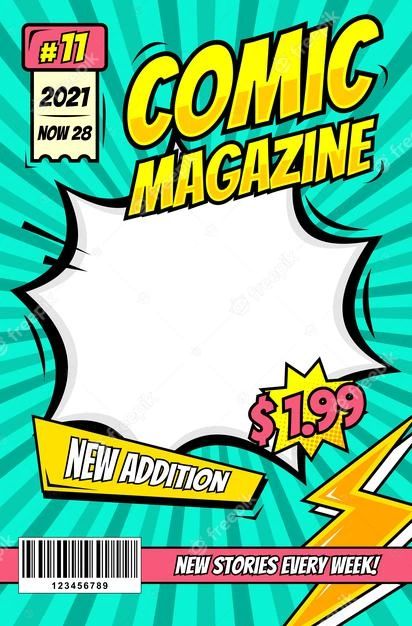 Comic Inspired Poster, Comic Social Media Design, Pubmats Graphic Design, Comic Title, Comic Ads, Comic Magazine, Premium Vector Cartoon, Class Poster, Graphic Design School